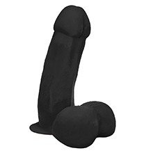 Foto do Produto Pênis Gigante e Grosso Flexível com Escroto e Ventosa Miudo 32 x 10cm Preto