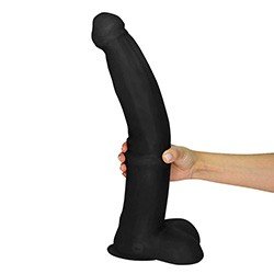 Pênis Gigante e Grosso Flexível com Escroto e Ventosa Minotauro 41 x 8,5cm Preto