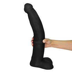 Pênis Gigante e Grosso Flexível com Escroto Minotauro 41 x 8,5cm Preto