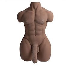 Masturbador Realístico Formato Meio Corpo Masculino com Ânus e Pênis com Vértebras Marrom