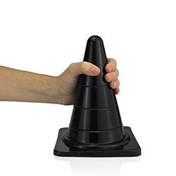 Plug Anal Gigante em PVC Flexível Formato de Cone Reto P 20 x 10cm Preto
