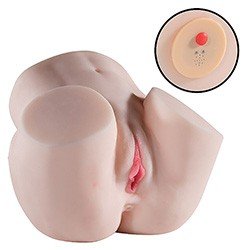 Foto do Produto Masturbador Masculino em Cyberskin Formato de Bunda com Ânus e Vagina com 10 Vibrações Maig Bege